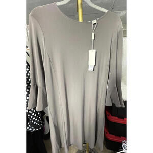 NWT Charlie Paige 3/4 Ruffle Sleeve Tunic Dress Sz M Gray MSRP $44.99